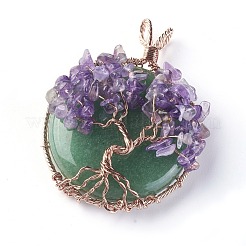 Natürliche grüne Aventurin & Amethyst große Anhänger&nbsp;G-G771-B01