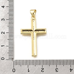 真鍮マイクロパヴェクリアキュービックジルコニアペンダント  クロスチャーム  18KGP本金メッキ  31x19x2mm  穴：2.5x4mm&nbsp;KK-D255-05G-02