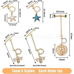 5 шт. 5-х стилевые латунные застежки-тоглы&nbsp;KK-FH0004-71