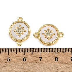 Латунный паве натуральный ракушка плоская круглая с соединителем-звездочкой подвески&nbsp;KK-C114-04G