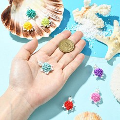 7 шт. подвески в виде черепахи из стеклянного бисера ручной работы двух цветов PALLOY-CJ00103