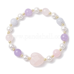 Браслеты-растяжки из натуральных бусин аквамарина BJEW-JB11759