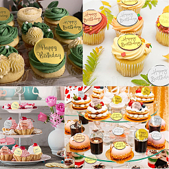 21 stücke 3 farben spiegel wirkung acryl geburtstag cupcake einsatz karte dekoration&nbsp;AJEW-SP0001-67A