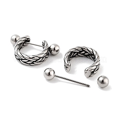 Плетеные серьги-кольца в форме щита из хирургической нержавеющей стали 316&nbsp;EJEW-Z050-58D-AS