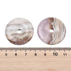 天然アメジストレースアゲートペンダント  ドーナツ/円盤チャーム  30x5.5~6mm  穴：5mm&nbsp;G-B196-01B-07