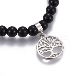 Braccialetti di fascino naturale ossidiana&nbsp;BJEW-I275-B04