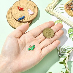 4 шт. 4 подвески в виде динозавра с покрытием из латуни и эмали&nbsp;KK-CJ0003-32