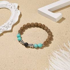 Bracelet extensible en bois de rudraksha naturel&nbsp;BJEW-TA00152