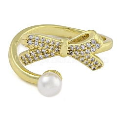 Открытые манжеты из латуни с микропаве и прозрачным фианитом&nbsp;RJEW-Z046-07G-02