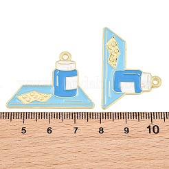 医療テーマ合金エナメルペンダント  薬瓶とブリスターパックのチャーム  ゴールドカラー  空色  24x35x1mm  穴：1.8mm&nbsp;AL-CBA2919-03G-10A
