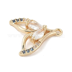 Подвески-коннекторы с изображением морских животных из латуни с паве светло-голубого цвета и прозрачного кубического циркония KK-M326-07C-G