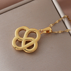 Collares con colgante de nudo chino de acero inoxidable 304 vintage con cristales y rhinestone para mujer.&nbsp;FG6266
