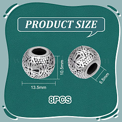 8 шт. европейские бусины из нержавеющей стали 304 STAS-UN0054-44