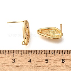 真鍮製スタンドピアス  18KGP本金メッキ  16x8mm  穴：1mm  ピン：1x10mm&nbsp;KK-K294-34G