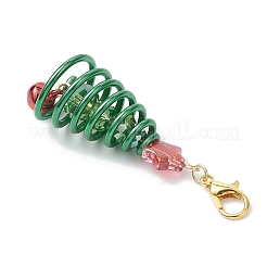 Подвеска-колокольчик из стекла и латуни на рождественскую елку HJEW-JM04255