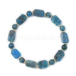Elastische Armbänder aus rechteckigen und runden Perlen aus Natursteinmischung&nbsp;BJEW-JB14493
