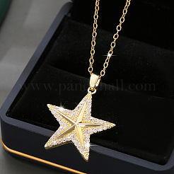 Подвеска-звездочка из латуни с микропаве и прозрачными кубическими циркониями для женщин.&nbsp;FS-WG16544-01