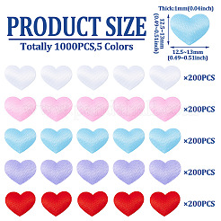 1000 шт. 5-цветная полиэстеровая губка в форме сердца-конфетти DIY-TA0012-51