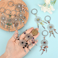 10 шт. сплава натуральных и синтетических камней смешанных перьевых брелоков&nbsp;KEYC-YW00208