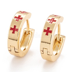 Orecchini a cerchio huggie in ottone smaltato&nbsp;EJEW-P187-L