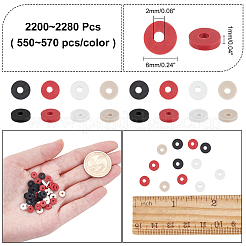 4 цвет плоские круглые бусины ручной работы из полимерной глины CLAY-AR0001-26