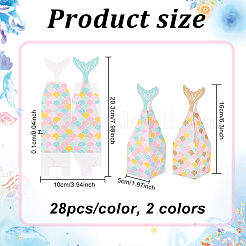 56 шт. 2-х цветные бумажные коробки для конфет с изображением русалки CON-OC0001-49