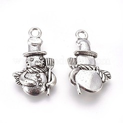 クリスマス雪だるま合金ペンダント  チベットスタイル  鉛フリー＆カドミウムフリー  アンティークシルバー  23x14x4mm  穴：2mm&nbsp;X-TIBEP-GC113-AS-RS