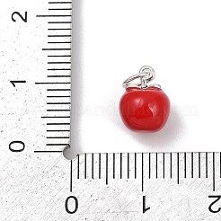 Ciondoli di frutta in smalto rosso in argento fine per la festa degli insegnanti&nbsp;STER-F060-01S-03