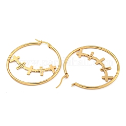 Серьги-кольца Huggie Hoop из нержавеющей стали 304 EJEW-P282-01E-G