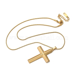 Ожерелья из нержавеющей стали 304 с подвеской в виде креста и змеиной цепью NJEW-S442-06G