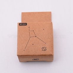 木の切手  ゴム入り  {12}の星座のある正方形  蟹座  30x30x24mm&nbsp;DIY-WH0175-46D
