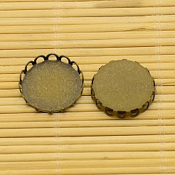 Anciennes supports cabochon laiton bronze rond et plat transparent cabochons de verre transparent&nbsp;KK-X0003-RS