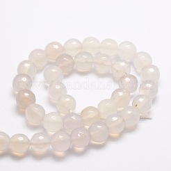 染色された天然のホワイトアゲートのファセットラウンドビーズ連売り  乳白色  10mm  穴：1mm  約38個/連  14.5インチ&nbsp;G-E320B-10mm-06