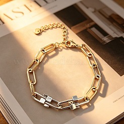 Bracelets à chaîne trombone en acier inoxydable 304 bicolore&nbsp;WGBC220-01
