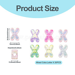 20 perle européenne en acrylique transparent plaqué UV&nbsp;OACR-TADJ0001-19X