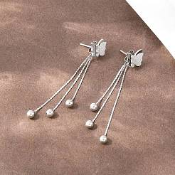 Серьги-гвоздики с кисточками из нержавеющей стали 304 в форме бабочки&nbsp;EJEW-H175-05P
