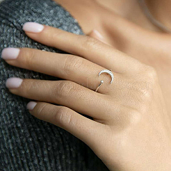 Комплект из ожерелья и кольца из стерлингового серебра со звездой и луной YV6994-6