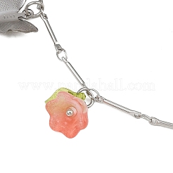 Браслеты на ногу из латунной цепочки с подвесками в виде бабочек и стеклянных цветов из нержавеющей стали 201&nbsp;AJEW-AN00736-03