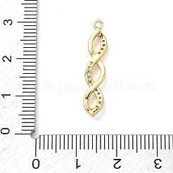 真鍮製マイクロパヴェキュービックジルコニアペンダント  18KGP本金メッキ  ツイストチャーム  26x5x3mm  穴：1.2mm&nbsp;KK-C254-06A-G