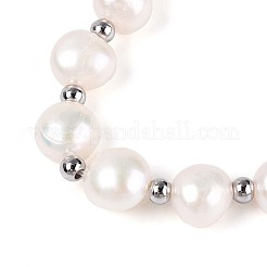 Регулируемые браслеты из натурального жемчуга с латунной цепочкой для женщин и девочек BJEW-T022-16A