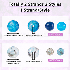 2 нить 2 стиля окрашенных натуральных бусин из агата с рисунком в виде вен дракона G-TA0002-44