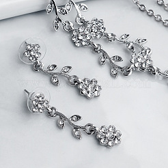 Ожерелья с подвесками из цинкового сплава и стразы подсолнечника и наборы серег-гвоздиков&nbsp;FS-WGAE4E5-01