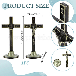Religion Zinklegierung Kruzifix Kreuz Statue Display Dekorationen&nbsp;DJEW-WH0043-90