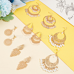 5 пара 5-х стилевых плоских круглых и каплевидных серег-люстр в стиле бохо EJEW-AN0003-01