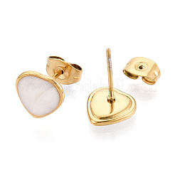 Серьги-гвоздики с эмалью из нержавеющей стали 304 в форме сердца&nbsp;EJEW-T047-18G-B