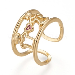 Латунные микро проложить манжеты кольца кубического циркония RJEW-Z003-02G