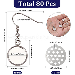 40 gancho para pendientes de acero inoxidable 304&nbsp;DIY-SC0033-77C