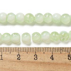 クラックガラスビーズ  ロンデル  淡緑色  6mm&nbsp;X1-GLAA-U001-6mm-09