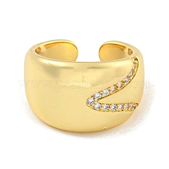 Открытая манжета из латуни с микропаве из прозрачного кубического циркония для женщин&nbsp;LS-RJEW-M173-13A-G