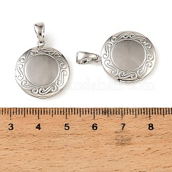 Medaillon-Anhänger aus Messing mit floralem Relief&nbsp;KK-CBA7157-05P